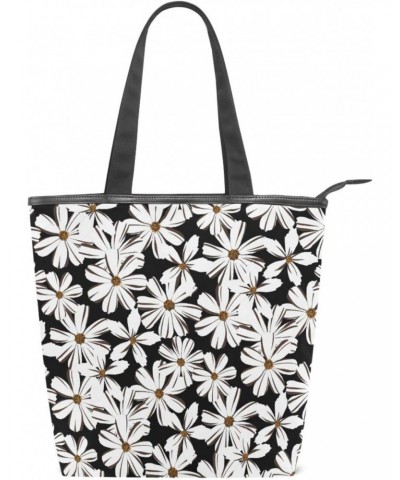 Tote Handbag for Women Tote Bag, Daisy Floral Pattern(f1) Canvas + leather Shoulder Bag, Hobo bag, Satchel Purse(8ue0d) $12.5...