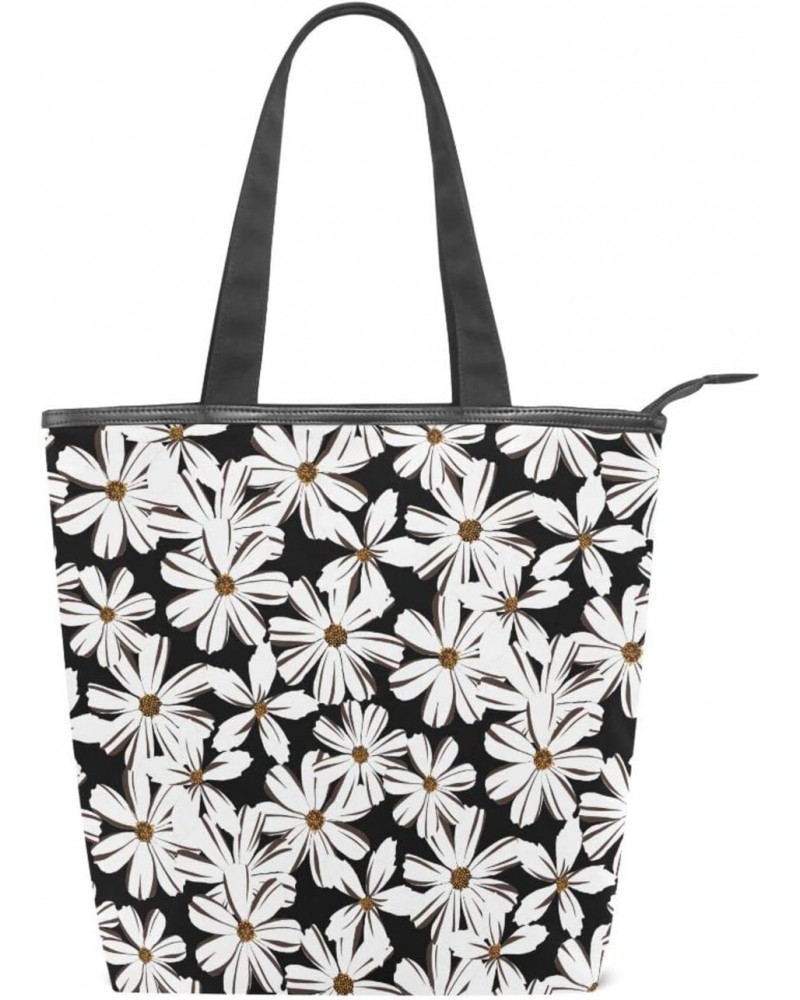 Tote Handbag for Women Tote Bag, Daisy Floral Pattern(f1) Canvas + leather Shoulder Bag, Hobo bag, Satchel Purse(8ue0d) $12.5...