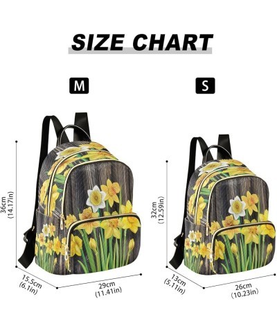 Fashion Backpack Mini Backpack Purse Casual Daily Backpack Daffodils Flowers on The Wooden for Travel for College Work Small ...