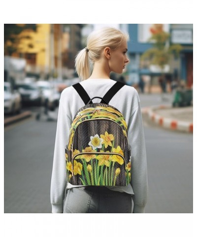 Fashion Backpack Mini Backpack Purse Casual Daily Backpack Daffodils Flowers on The Wooden for Travel for College Work Small ...