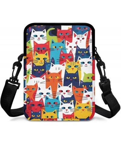 Crossbody Bag Sling Purse Cell Phone Holder Shoulder Bag for Women Men Kids with Removable Adjustable Strap Colorful Art Cat ...