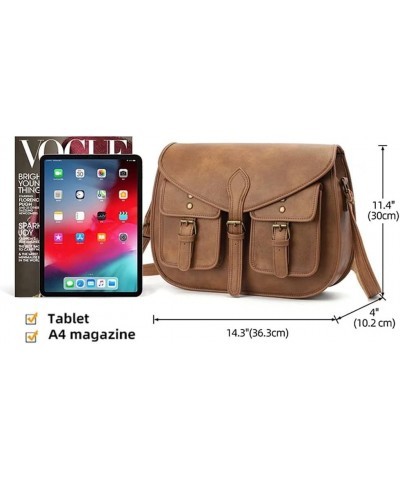 SULCET Crossbody Bag for Women Leather Shoulder Bag Roomy Saddle Purse Multi Pockets Messenger Satchel Brown $25.44 Satchels