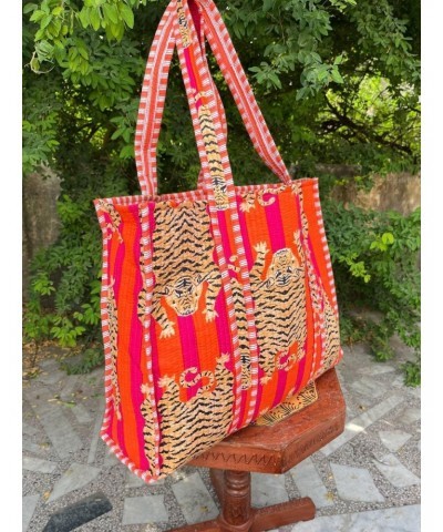 Gypsy Studio, Vintage Cotton Kantha Stitch Handmade Top Handled Bag, Tote Bag, Beach Bag, Market Bag $17.84 Totes