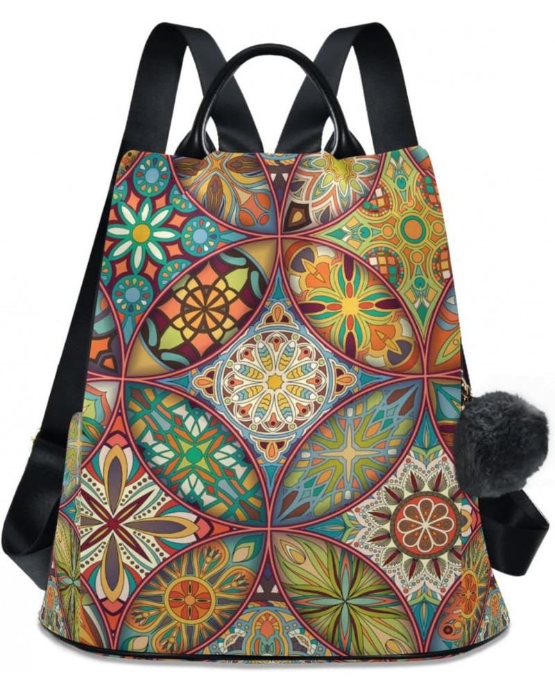 Fashion Backpack Purse for Women, Ethnic Floral Mandala Backpack Shoulder Bag for Women $17.64 Backpacks