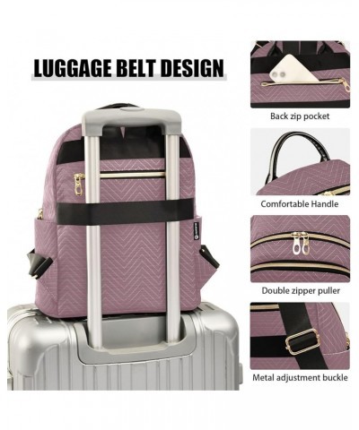 Women Backpack Horizontal Lines Purple Anti-Theft Travel Backpack with Luggage Belt Lightweight Handbag Lady Purse Roomy Doub...