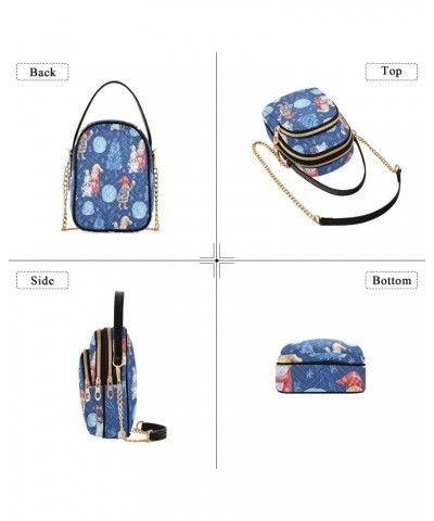 Winter Design Gnomes Snowflakes Small Crossbody Bag Functional Multi Pocket Bag Shoulder Handbag $11.89 Crossbody Bags