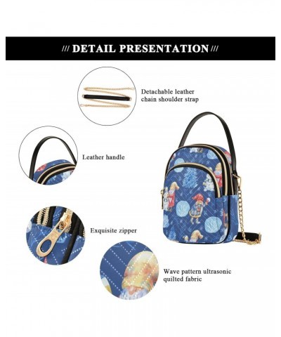 Winter Design Gnomes Snowflakes Small Crossbody Bag Functional Multi Pocket Bag Shoulder Handbag $11.89 Crossbody Bags