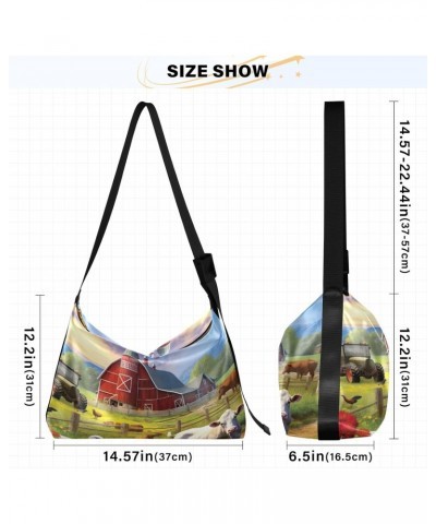 Farm Animals Pattern Shoulder Bag for Women Waterproof PU Leather Hobo Bags Crossbody Purse with Zipper Closure $19.46 Should...