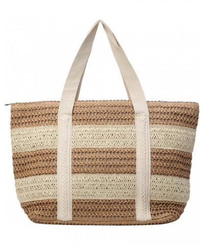 Large Straw Beach Bag for Women Summer Woven Tote Bag Shoulder Handbag Straw Purses with Zipper for Vacation Khaki $12.59 Totes