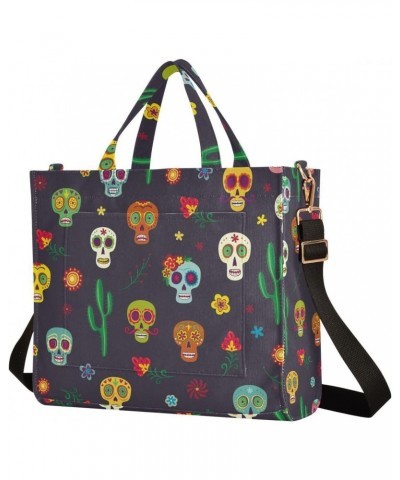 Mexican Sugar Skulls Cacti Tote Bag Corduroy Bag Large Handbag Shoulder Bag Satchel Bag for Women $16.49 Totes