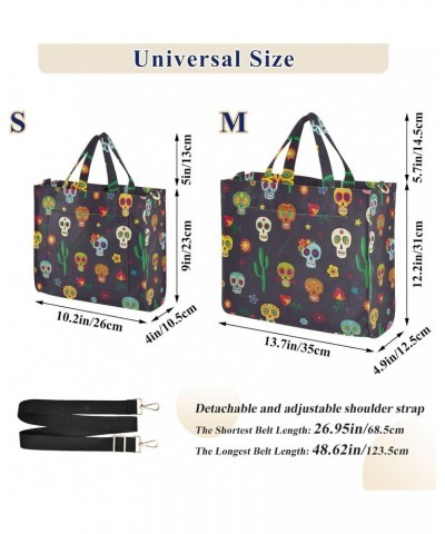 Mexican Sugar Skulls Cacti Tote Bag Corduroy Bag Large Handbag Shoulder Bag Satchel Bag for Women $16.49 Totes