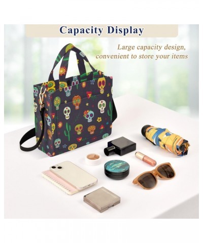 Mexican Sugar Skulls Cacti Tote Bag Corduroy Bag Large Handbag Shoulder Bag Satchel Bag for Women $16.49 Totes