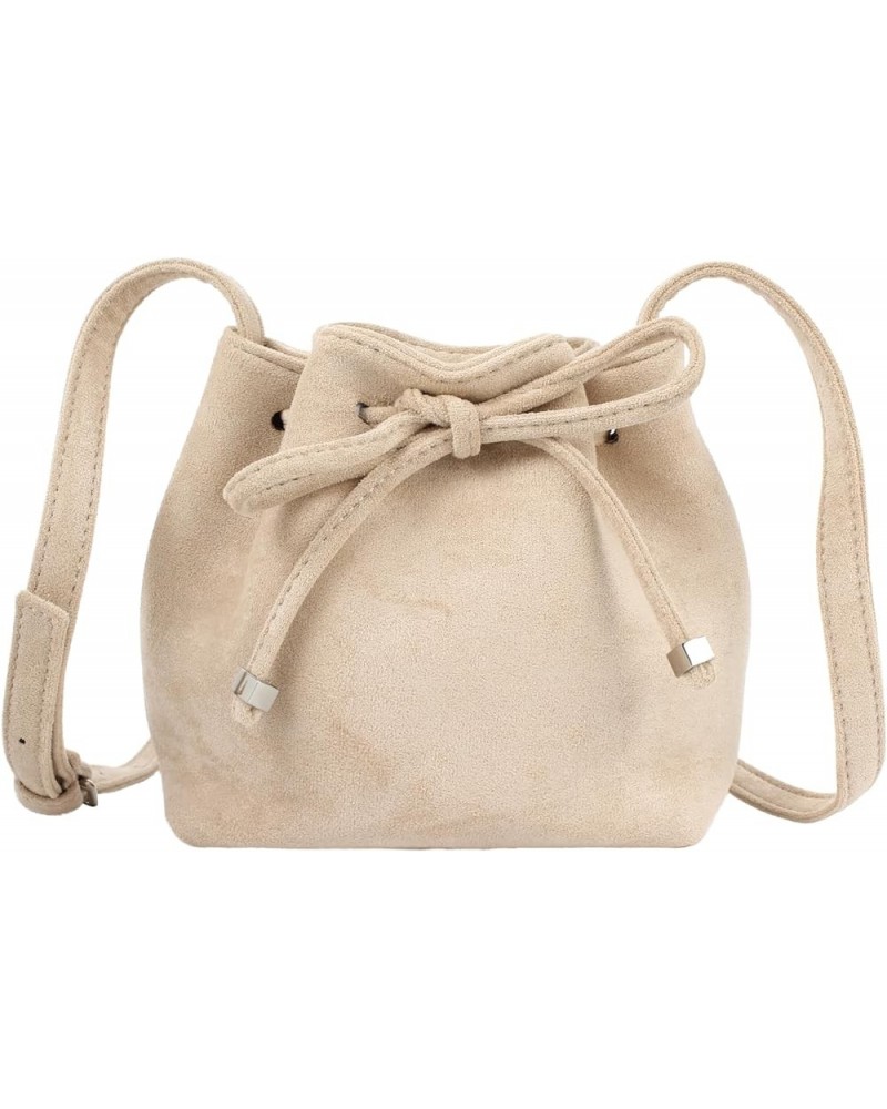 Women Faux Suede Winter Shoulder Crossbody Bag Barrel Shape Drawstring Satchel Purse 8.2 * 3.9 * 6.7 A-beige $15.50 Satchels