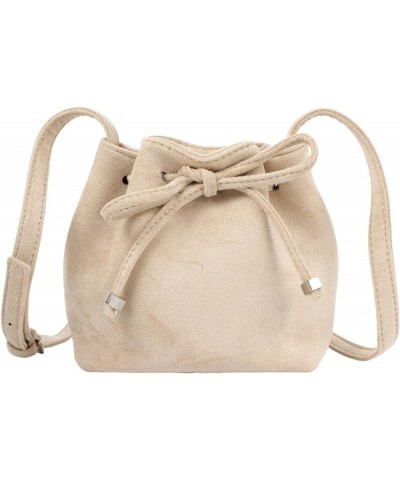 Women Faux Suede Winter Shoulder Crossbody Bag Barrel Shape Drawstring Satchel Purse 8.2 * 3.9 * 6.7 A-beige $15.50 Satchels