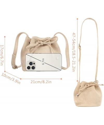 Women Faux Suede Winter Shoulder Crossbody Bag Barrel Shape Drawstring Satchel Purse 8.2 * 3.9 * 6.7 A-beige $15.50 Satchels