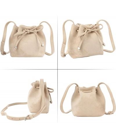 Women Faux Suede Winter Shoulder Crossbody Bag Barrel Shape Drawstring Satchel Purse 8.2 * 3.9 * 6.7 A-beige $15.50 Satchels