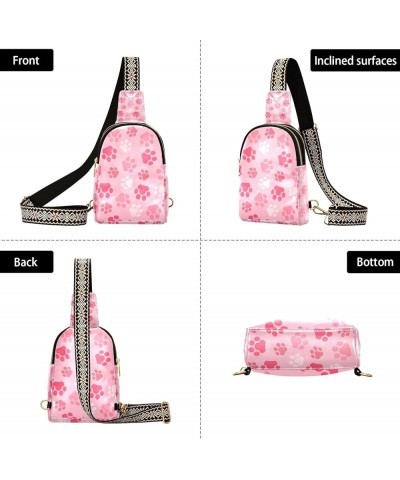 Waves Stripes Pink Durable Shoulder Bags, Spacious, Waterproof, Cross Body Travel Bag, Cross Body Purse Small Footprints on P...