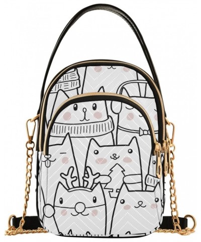 Cute Christmas Cat Crossbody Bags for Women Crossbody Tote Bag Casual Satchel with Chain Strap for Carry on $10.66 Totes