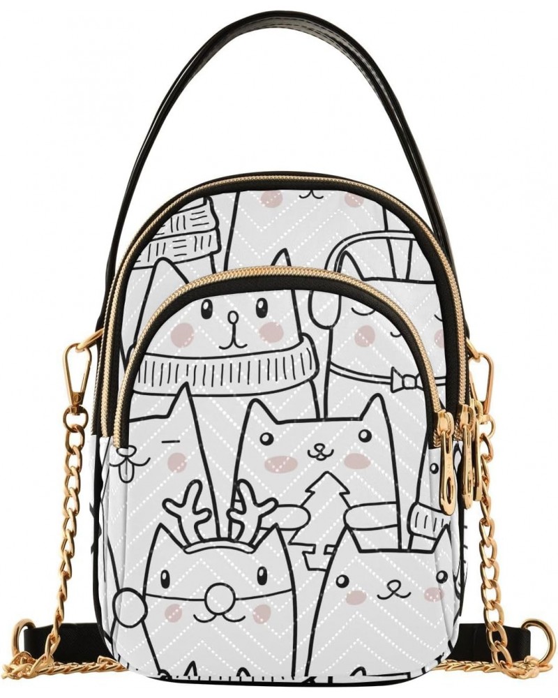 Cute Christmas Cat Crossbody Bags for Women Crossbody Tote Bag Casual Satchel with Chain Strap for Carry on $10.66 Totes