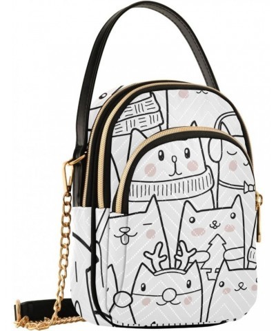 Cute Christmas Cat Crossbody Bags for Women Crossbody Tote Bag Casual Satchel with Chain Strap for Carry on $10.66 Totes