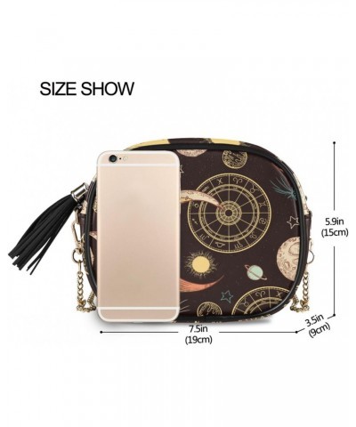 Women's Sun Crescent Moon Face Astrology Boho Crossbody Bag Fashion Purses Bag Cross Body Bag Shoulder Handbag with Adjustabl...