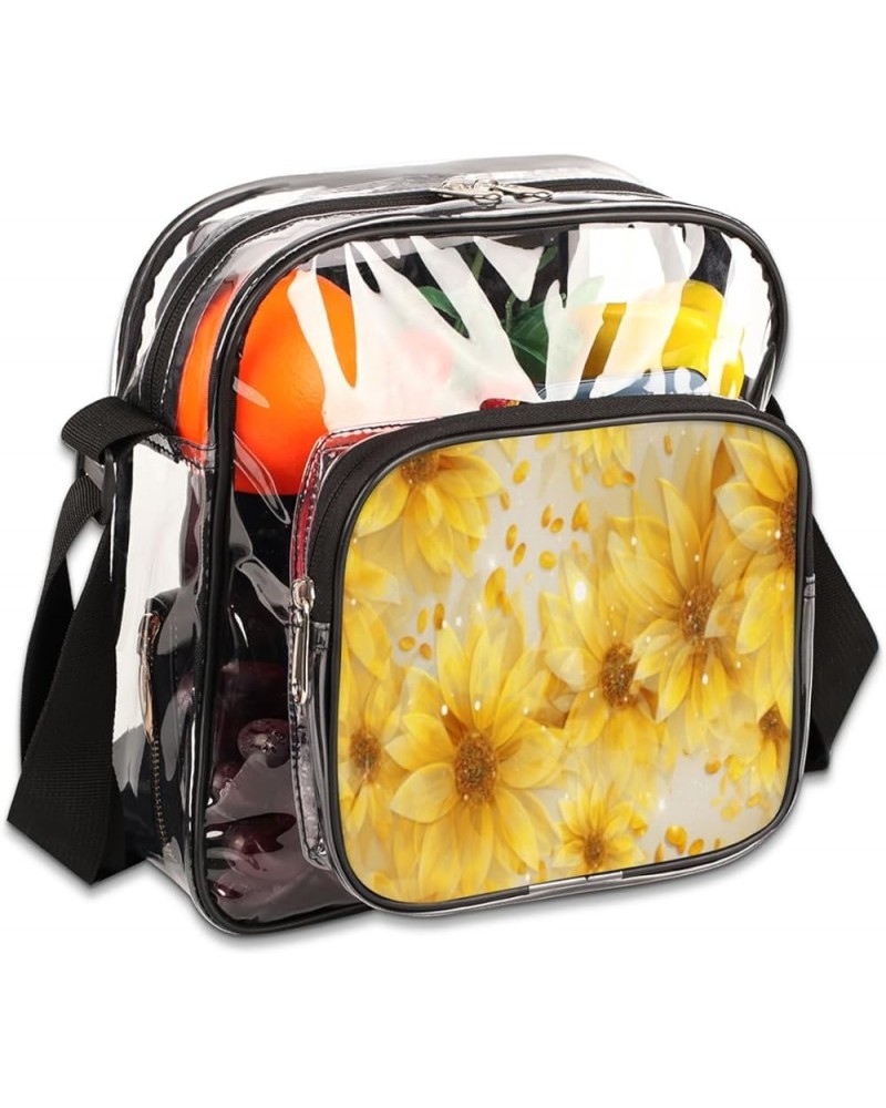 White Pigments Stadium-Approved Clear Crossbody Bag Yellow Flower $13.43 Crossbody Bags