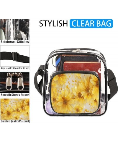 White Pigments Stadium-Approved Clear Crossbody Bag Yellow Flower $13.43 Crossbody Bags