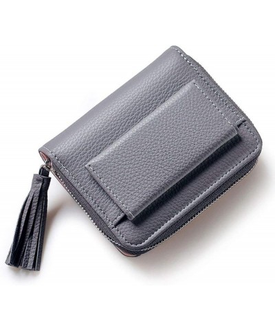 Cute Short Women's Wallet PU Leather Purse Tassels Billfold Card Holder Zipper Coin Purse Notecase Flip-open Clutch Bag Grey ...