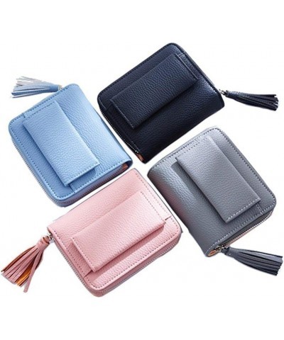 Cute Short Women's Wallet PU Leather Purse Tassels Billfold Card Holder Zipper Coin Purse Notecase Flip-open Clutch Bag Grey ...