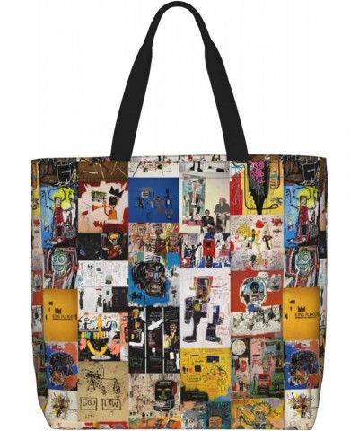 Jean Shirt Michel Artist Basquiat Women Tote Bag Large Capacity Shoulder Bags Casual Handbags Shopping Work Bag Grocery Bag $...