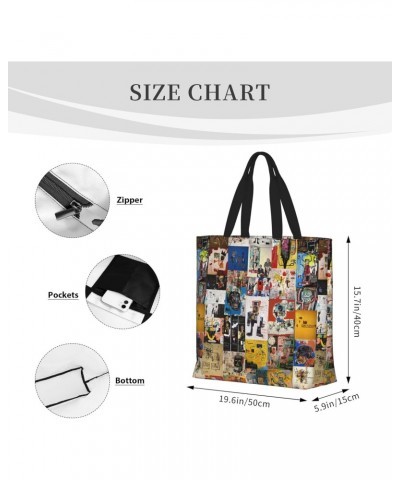 Jean Shirt Michel Artist Basquiat Women Tote Bag Large Capacity Shoulder Bags Casual Handbags Shopping Work Bag Grocery Bag $...