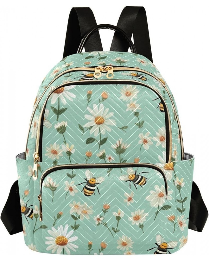 Cute Bee Daisy Backpack for Women Fashion Shoulder Bags Small Casual Daypack Travel Bag S 202a3042 M(11.4"x6.1"x14.17") 202a3...