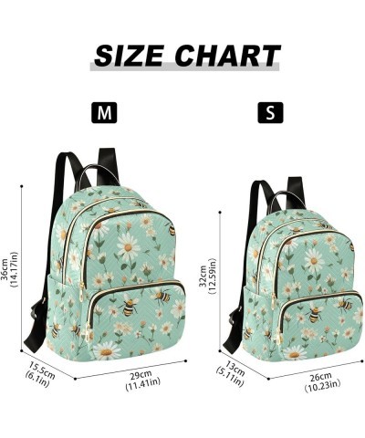 Cute Bee Daisy Backpack for Women Fashion Shoulder Bags Small Casual Daypack Travel Bag S 202a3042 M(11.4"x6.1"x14.17") 202a3...