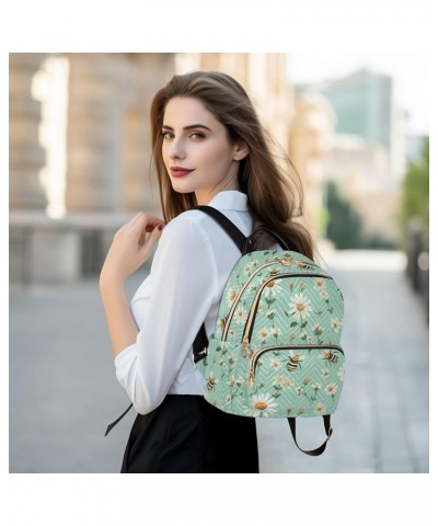 Cute Bee Daisy Backpack for Women Fashion Shoulder Bags Small Casual Daypack Travel Bag S 202a3042 M(11.4"x6.1"x14.17") 202a3...