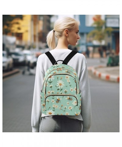 Cute Bee Daisy Backpack for Women Fashion Shoulder Bags Small Casual Daypack Travel Bag S 202a3042 M(11.4"x6.1"x14.17") 202a3...