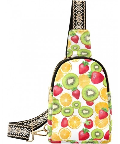 Sling Bag for Women Fruit Strawberry Kiwi Slices Pattern Crossbody Bag Small Chest Bag Shoulder Bag Cell Phone Purse for Casu...