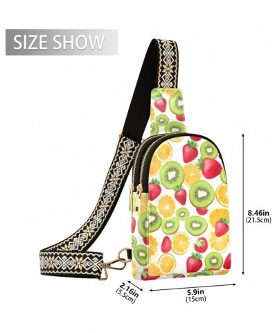 Sling Bag for Women Fruit Strawberry Kiwi Slices Pattern Crossbody Bag Small Chest Bag Shoulder Bag Cell Phone Purse for Casu...