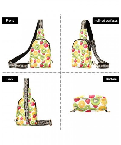 Sling Bag for Women Fruit Strawberry Kiwi Slices Pattern Crossbody Bag Small Chest Bag Shoulder Bag Cell Phone Purse for Casu...