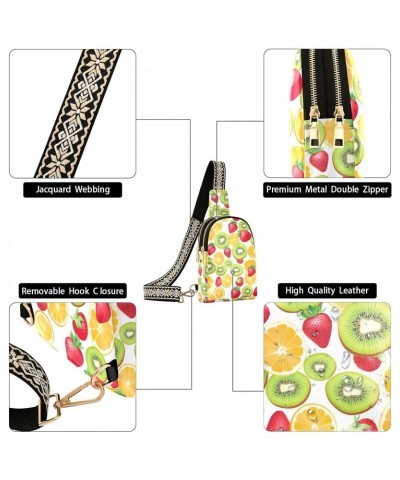 Sling Bag for Women Fruit Strawberry Kiwi Slices Pattern Crossbody Bag Small Chest Bag Shoulder Bag Cell Phone Purse for Casu...