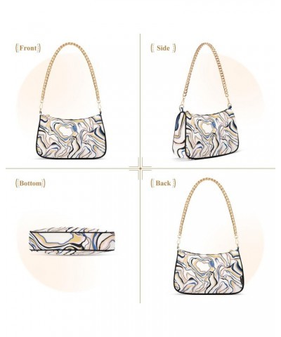 Abstract Marble Texture Womens Chain Shoulder Bag Tote Handbag Clutch Hobo Purse with Zipper for Travel Casual $17.91 Totes