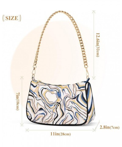 Abstract Marble Texture Womens Chain Shoulder Bag Tote Handbag Clutch Hobo Purse with Zipper for Travel Casual $17.91 Totes