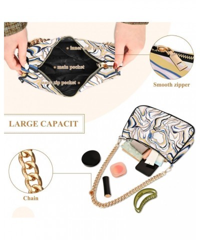 Abstract Marble Texture Womens Chain Shoulder Bag Tote Handbag Clutch Hobo Purse with Zipper for Travel Casual $17.91 Totes