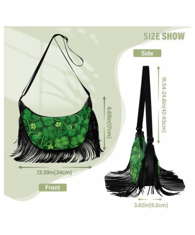 Dark Green Shamrocks Stpatrick Tassel Crossbody Handbags for Women Ample Capacity Shoulder Bag with Adjustable Strap Durable ...