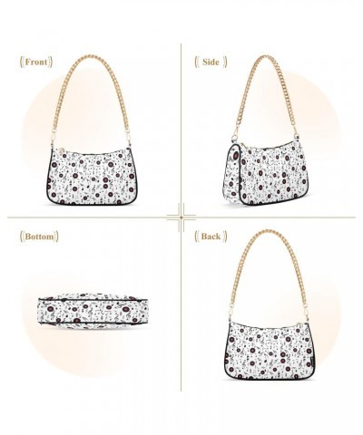 Music Notes Women Shoulder Bag Clutch Chain Purse Handbags with Zipper Pocket Tote Bag for Travel Phone $17.09 Totes