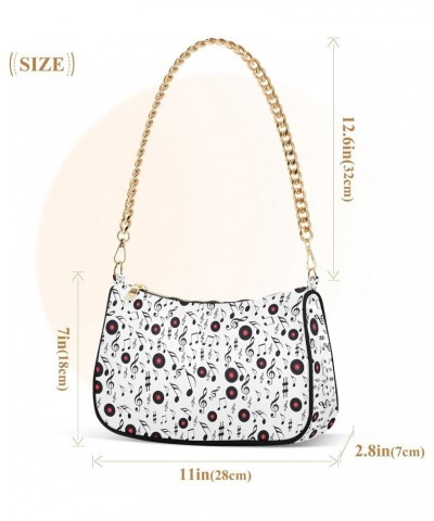 Music Notes Women Shoulder Bag Clutch Chain Purse Handbags with Zipper Pocket Tote Bag for Travel Phone $17.09 Totes