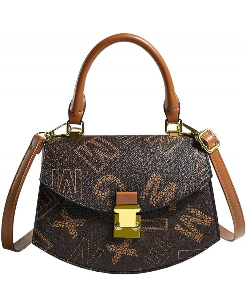 Alphabet Print Women's Satchel PU Faux Leather Designer Daily Overnight Bag (Dark brown) Dark Brown $17.27 Totes