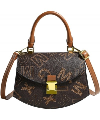 Alphabet Print Women's Satchel PU Faux Leather Designer Daily Overnight Bag (Dark brown) Dark Brown $17.27 Totes