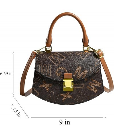 Alphabet Print Women's Satchel PU Faux Leather Designer Daily Overnight Bag (Dark brown) Dark Brown $17.27 Totes