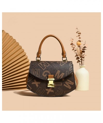 Alphabet Print Women's Satchel PU Faux Leather Designer Daily Overnight Bag (Dark brown) Dark Brown $17.27 Totes