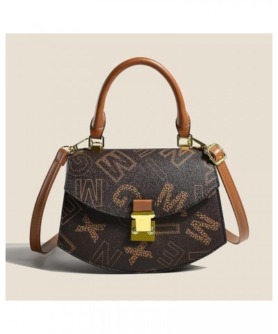 Alphabet Print Women's Satchel PU Faux Leather Designer Daily Overnight Bag (Dark brown) Dark Brown $17.27 Totes